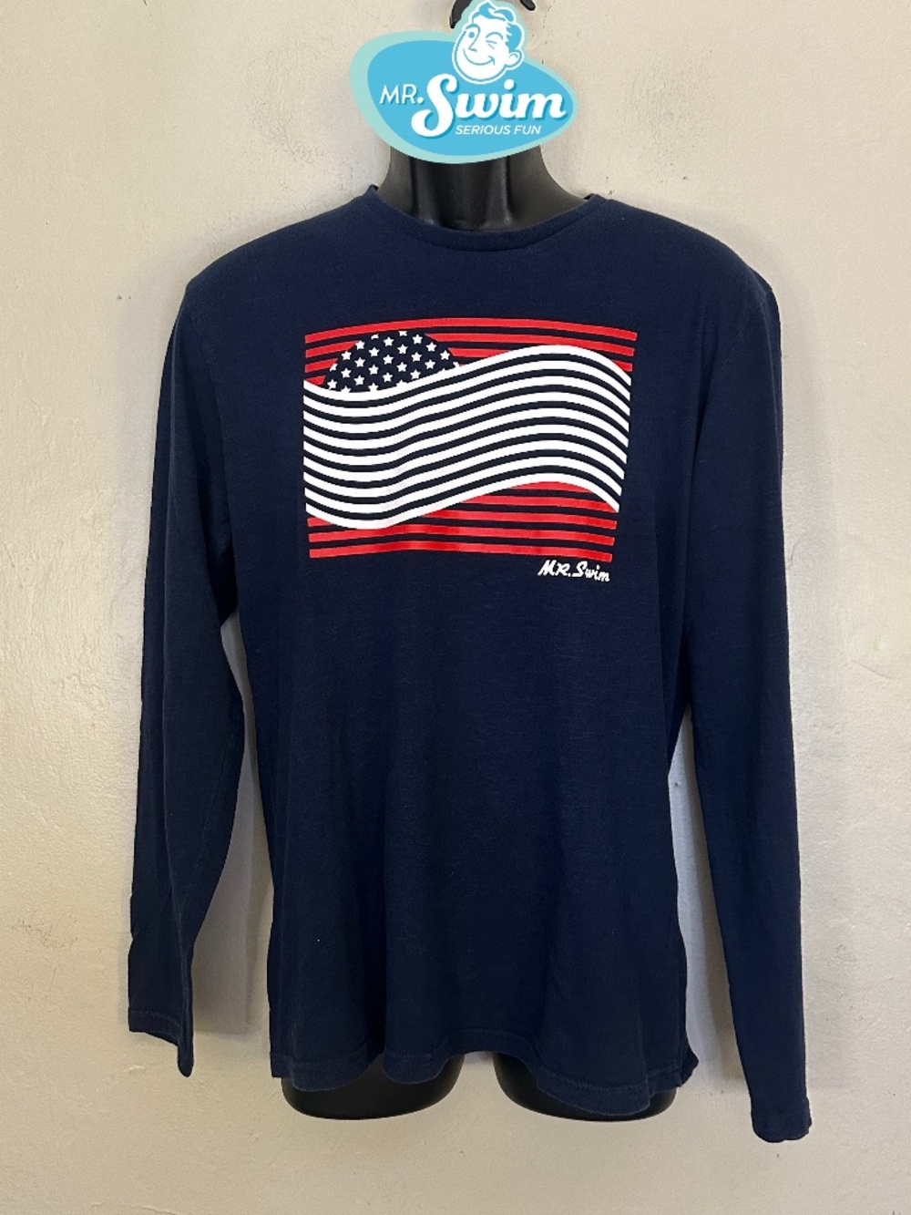 Mr Swim Long Sleeve T Shirt Medium Gently worn 100% cotton 20.5" armpits